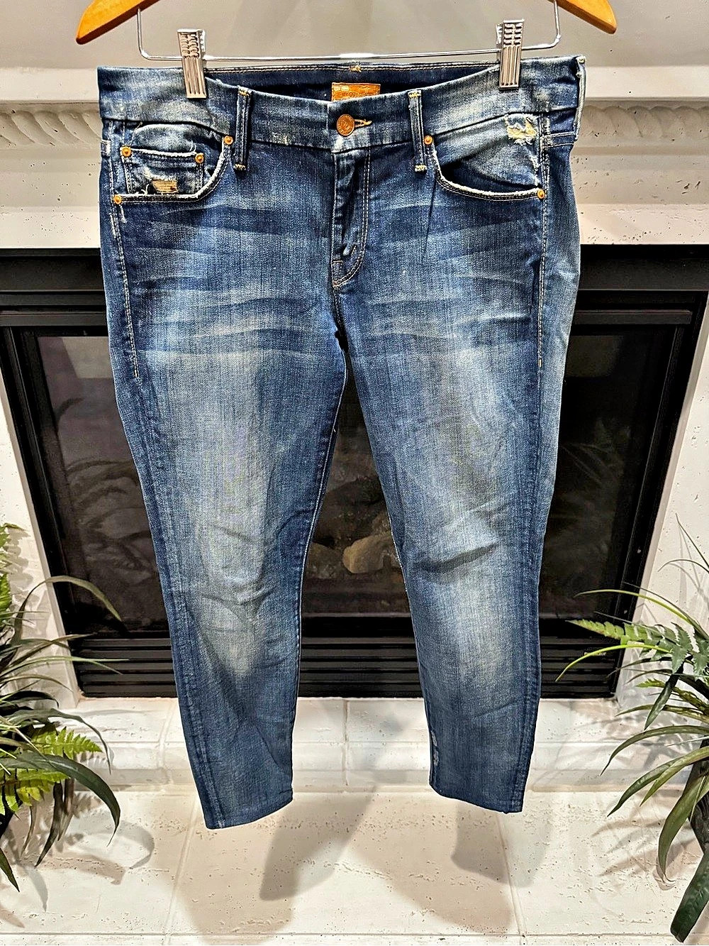 MOTHER The Looker Tequila Truth Wash Skinny Jeans Denim Waist 29